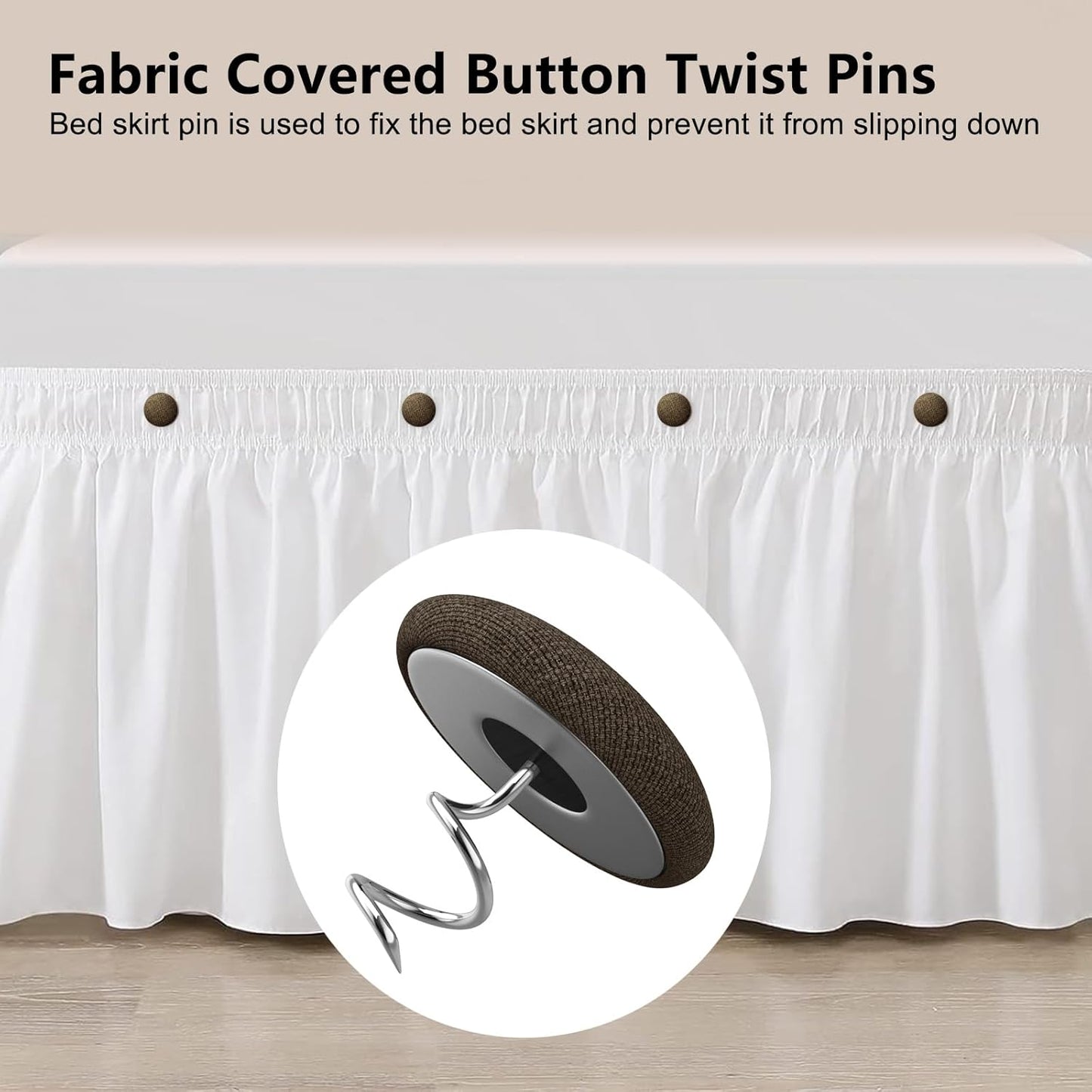 Linen Fabric-Covered Twist Pins - 8 Colors Upholstery Pins & Bed Skirt Pins -Used to Secure Sofa Cushion, Armrest Covers, Furniture & Bed Skir(12, Dark Brown)