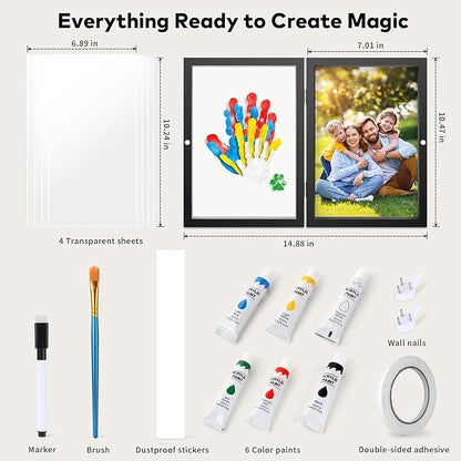 Family Handprint Kit, DIY Craft Keepsake Photo Frame, Hand Print Ornament Kits, Family Gifts for New Parents & Mom & Baby, Grandparents, Couples, Father's Day, Mother's Day, Anniversary