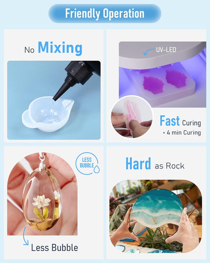 Nicpro UV Resin 500g, 2 PCS Crystal Clear UV Epoxy Resin Kit, High Viscosity & Quick Curing Glue Hard for Jewelry Making, Craft, Doming, DIY and Coating