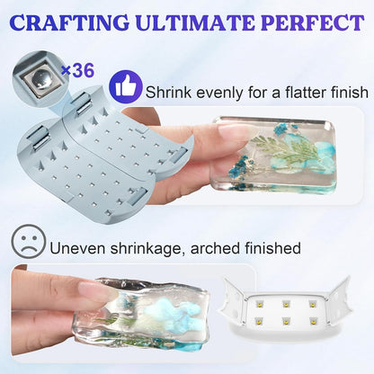 LET'S RESIN UV Light Advanced,Two-Sided Longer time Setting(2m,3m,5m) UV Resin Light with 36 LED Beads, Large Size UV Lamp for Resin Curing,Resin Molds,DIY Craft Decor(Grey Green) - Crafty Corner
