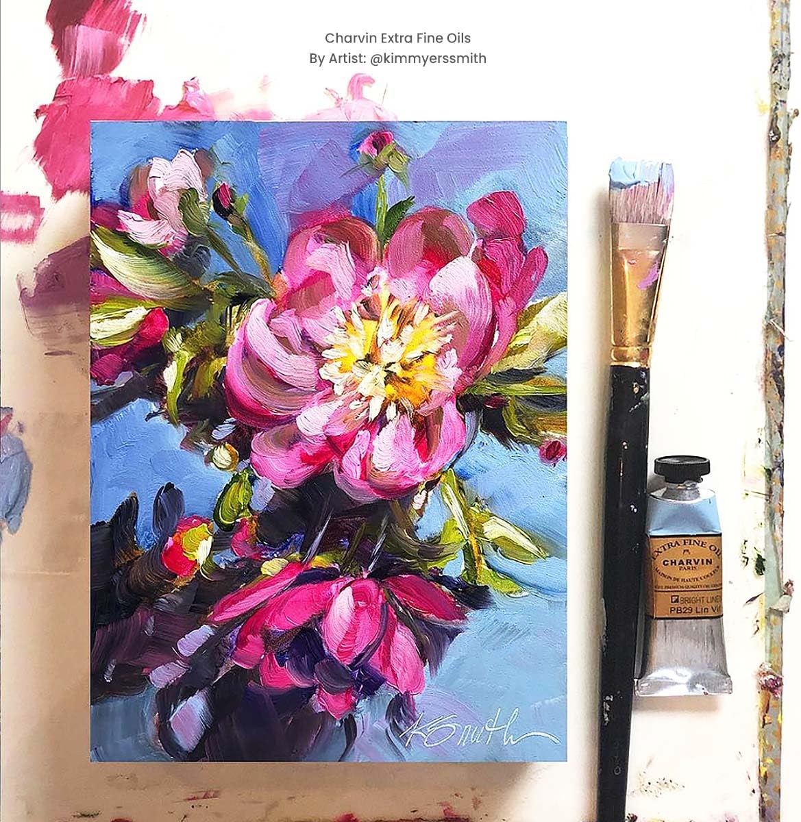 Charvin Extra Fine Oil Paint, Carmine 60 mL - Triple-Milled, Rich Texture, Poppy Oil-Based, Light-Fast, Handmade, Archival Quality
