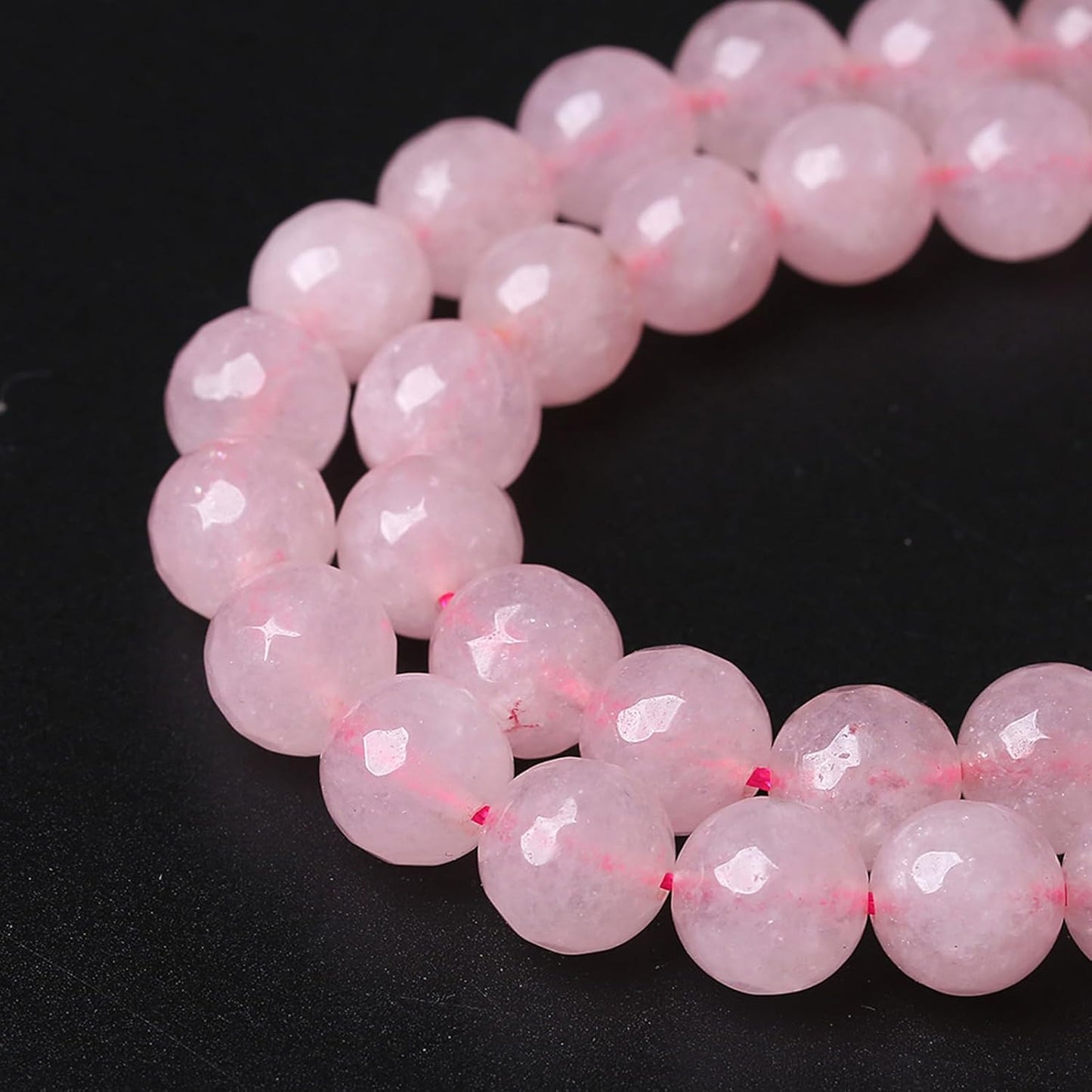 60pcs 6mm Natural Rose Pink Quartz Crystal Faceted Stone Beads for Jewelry Making Energy Healing Power Stone Beads DIY Bracelet Necklace Accessories 15" (6mm, Faceted Rose Quartz)