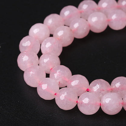 60pcs 6mm Natural Rose Pink Quartz Crystal Faceted Stone Beads for Jewelry Making Energy Healing Power Stone Beads DIY Bracelet Necklace Accessories 15" (6mm, Faceted Rose Quartz)
