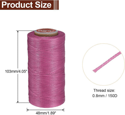 uxcell Flat Leather Sewing Waxed Thread, 270m / 295 Yards Polyester Wax String, 150D Wax Stitching Cord for Leather Crafts, Bookbinding, Bracelets Braided, Pale Pink