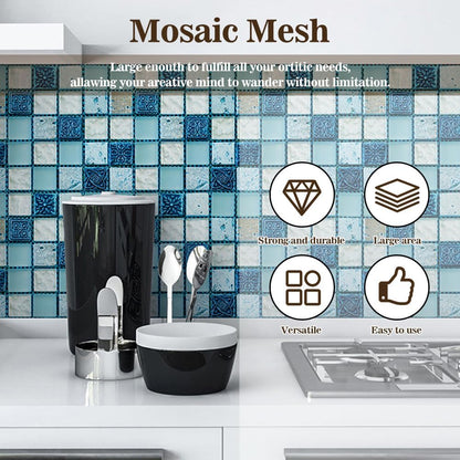 40" x 80" Mosaic Mesh for for Back Mounted Tile with Gloves, Fiberglass Mosaic Mesh Backing Boast for Tile Installation Supplies Tools, Non Sticky (40" x 80")