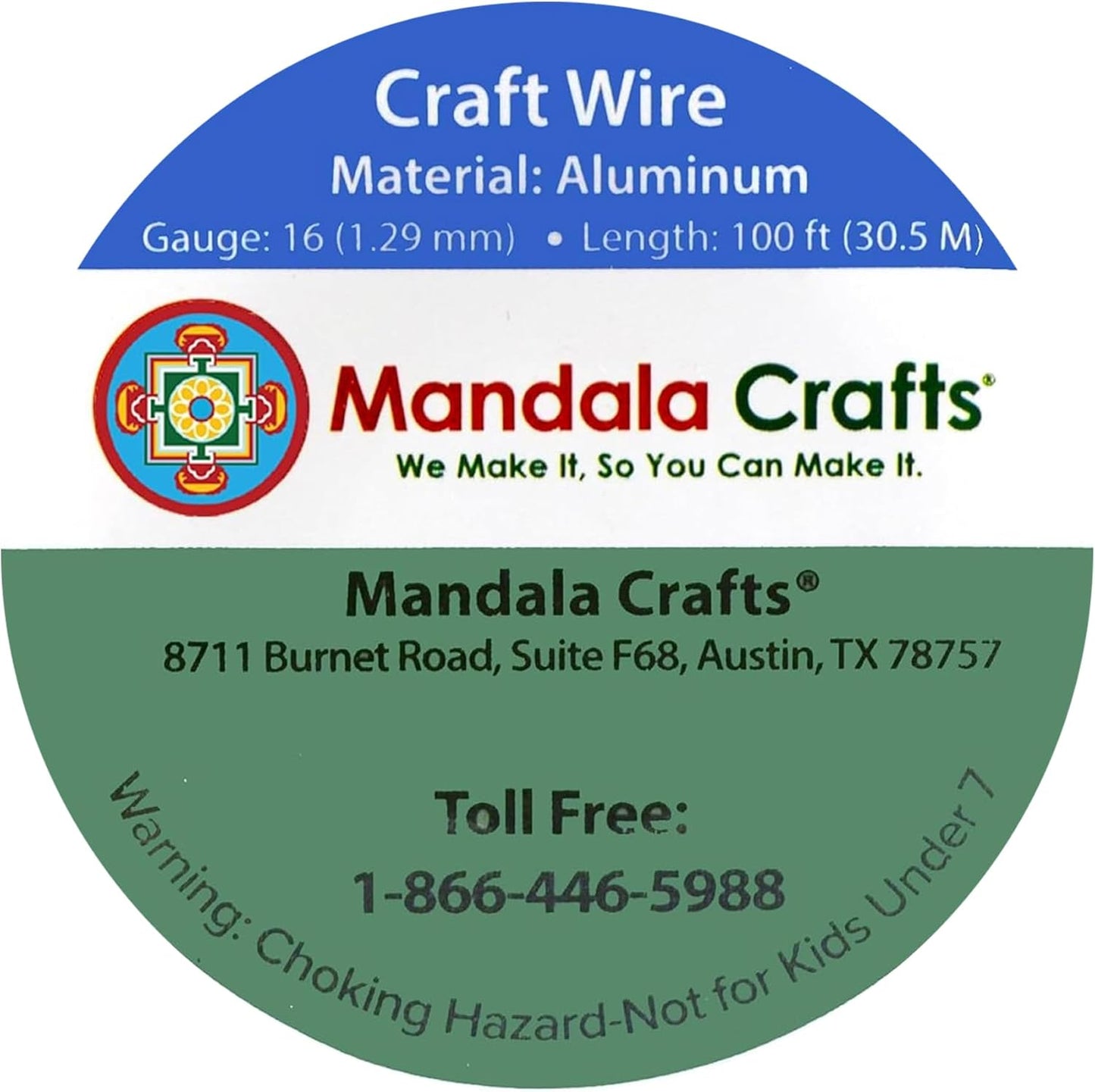 Mandala Crafts 16 Gauge Anodized Aluminum Craft Wire for Jewelry Making - 100 FT Colored Flexible Vivid Sky Blue Wire - Bendable for Bonsai Armature Crafting Sculpting - Crafty Corner