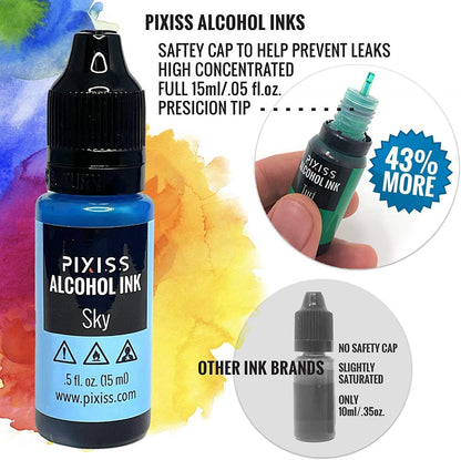 Pixiss Red Alcohol Ink Set - 5 Shades of Highly Saturated Alcohol Ink for Epoxy Resin Supplies, Yupo Paper, Tumblers, Coasters - Resin Colorant for Epoxy Resin and Resin Art Supplies