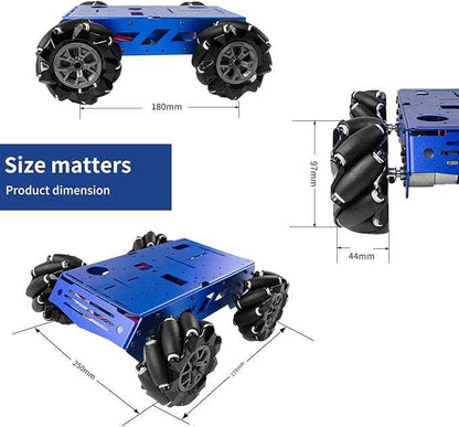 Smart Robot Chassis Mecanum Wheel Chassis 97mm Omnidirectional Wheel Full Metal Robotic Platform with 12V Encoder Motor for Jetson Nano Raspberry pi 5 4B Arduino DIY Projects Teens Adults