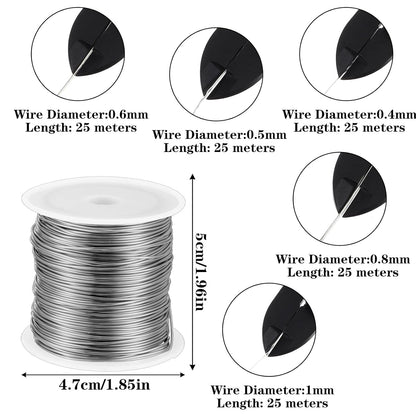 5 Rolls Jewelry Making Wire 18, 20, 22, 24, 26 Gauge Copper Craft Wire Bendable Metal Jewlery Wires Kit Silver Beading Wires for Jewelry Making Supplies and Crafting, 5 Size(Silver)