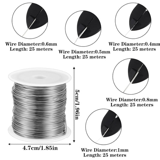 5 Rolls Jewelry Making Wire 18, 20, 22, 24, 26 Gauge Copper Craft Wire Bendable Metal Jewlery Wires Kit Silver Beading Wires for Jewelry Making Supplies and Crafting, 5 Size(Silver)