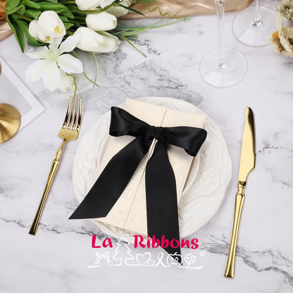 LaRibbons Black Satin Ribbon 1 1/2 Inch 50 Yards Double Faced Red Silk Ribbon for Flower Bouquet Crafts Gift Wrapping Bow Christmas Decoration - Crafty Corner