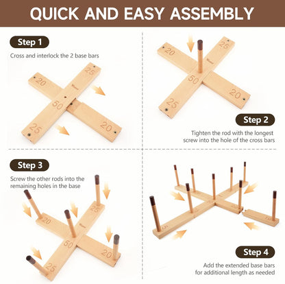 Ring Toss Game Outdoor - 33" Extra Large Outdoor Games for Adults and Family, Beechwood Giant Backyard Games, Ring Toss Game for Adults and Kids with 30 Rings & Carrying Bag