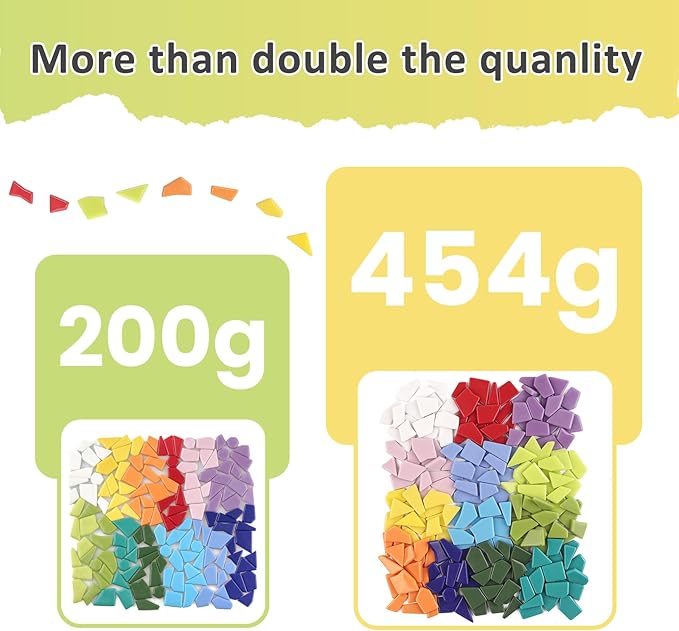 Youway Style Glass Mosaic Tiles for Crafts Bulk,454g Broken Mosaic Pieces for Crafts, Mosaic Art Crafting Supplies and DIY Mosaic Project