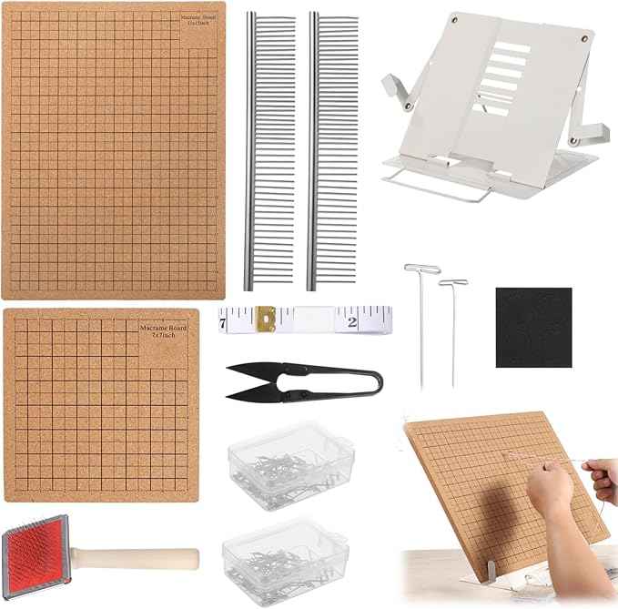 Macrame Board Set 108 Pcs, Dual-Sided Grids, Adjustable Metal Stand And Pins, Includes 7 X 7 In & 11 X 15 In Boards, Ideal For Bracelets, Tapestries & More