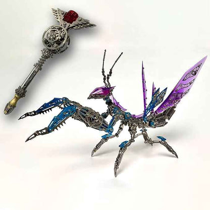 Metalkitor 3D Metal Puzzles for Adults, Giant Mantis Model Kit with Magic Wand - Steampunk DIY Ornament - Assembly Jigsaw Craft Brain Teaser - Perfect Room Decor and Gift Choice(1200+PCS, Purple)
