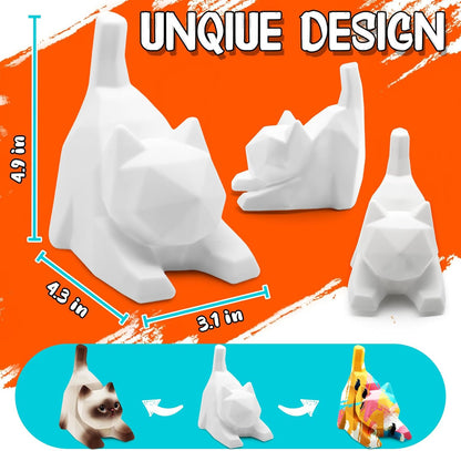 FUNZBO 4.3in Paint Your Own Cat Lamp Kit - Halloweens Arts and Crafts Supplies Painting Set for Kids Teens, DIY Night Light Toy for Toddlers Girls Boys Age 3 4 5 6 7 8 9 10 11 12 13 +