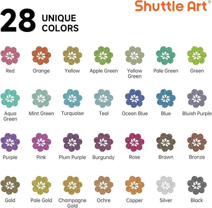 28 Metallic Colors Dual Tip Acrylic Paint Markers, Dot Tip and Fine Tip Acrylic Paint Pens for Rock, Ceramic, Wood, Canvas, Plastic, Glass, Stone, Calligraphy, Card Making, Crafts & Nail Art