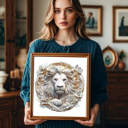 Wooden Puzzles Adults, 3D Paper Lion Wooden Puzzles 200 Pieces, Unique Animal Shaped Wood Challenging Jigsaw Puzzles Gifts for Adults, 11.4x11.2in