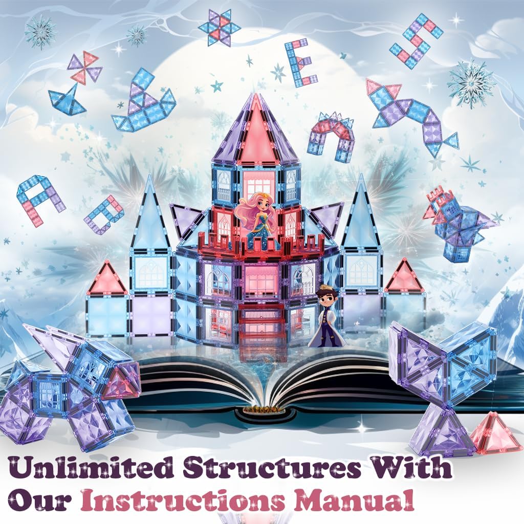 Frozen Magnetic Tiles 3 Year Old Girl Gifts 5 Year Old 4 Year Old Girl Birthday Gifts Princess Toys Magnet Tiles Building Blocks Castle Age 3 4 5 6 7 8 - Crafty Corner