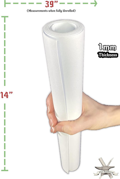 Shape Retention EVA Cosplay Foam 1mm (1mm-10mm) 14x39 inch White or Black High Density EVA Foam Sheets. Premium 85 kg/m3 Heat Shape Material for DIY Convention or Halloween Costumes by The Foamory - Crafty Corner