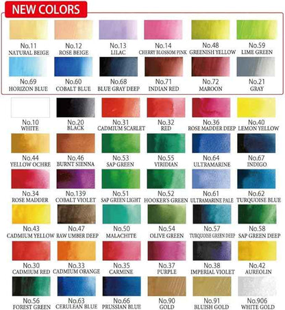 Kuretake GANSAI TAMBI Watercolor Paint Set, 48 Colors, Professional-quality for artists and crafters, for kids, adult, Made in Japan