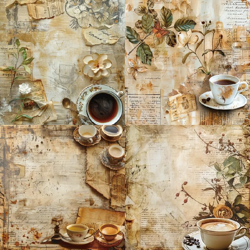 Vintage Coffee Scrapbook Paper Pad Color Patterned Paper 6×6,24 Sheets Single-Sided Scrapbooking CardStock Papers Pad for Holiday Cardmaking DIY Origami Journaling. (R2436, 6inch) - Crafty Corner