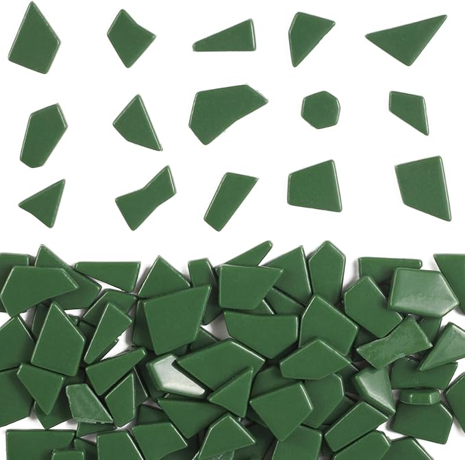 Youway Style Green Glass Mosaic Tiles for Crafts Bulk,200g Broken Glass Tiles for DIY Mosaic Art Decor,Garden Mosaic Supplies Pieces