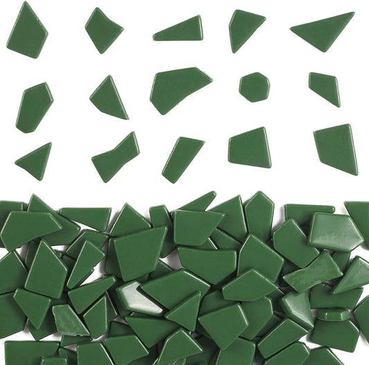 Youway Style Green Glass Mosaic Tiles for Crafts Bulk,200g Broken Glass Tiles for DIY Mosaic Art Decor,Garden Mosaic Supplies Pieces