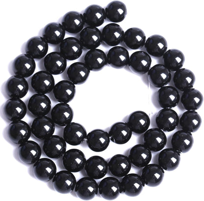 6MM Natural Black Agate Gemstone Beads Round Loose Stone Beads for Jewelry and Bracelets Making 120pcs 2 Strands 32"