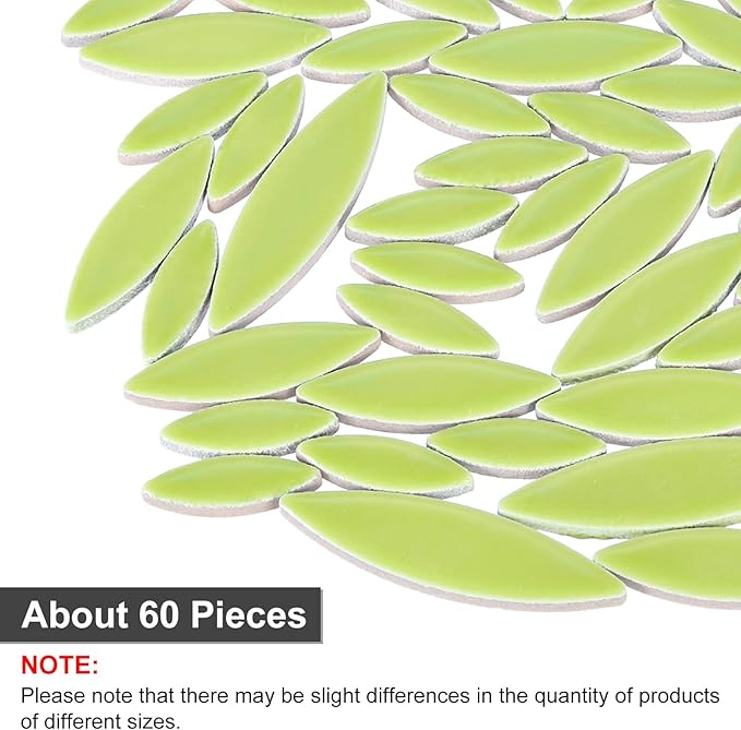 uxcell Ceramic Mosaic Tile, About 200g Teardrop Leaf Tile Mosaic Block for Handicrafts Artwork, Emerald Green