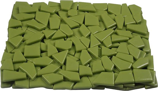 Irregular Glass Mosaic Tiles Bulk 500g Glossy and Iridescent Mosaic Glass Tiles for DIY Projects and Arts and Crafts Solid Colors and Mixes (Glossy Olive Green)