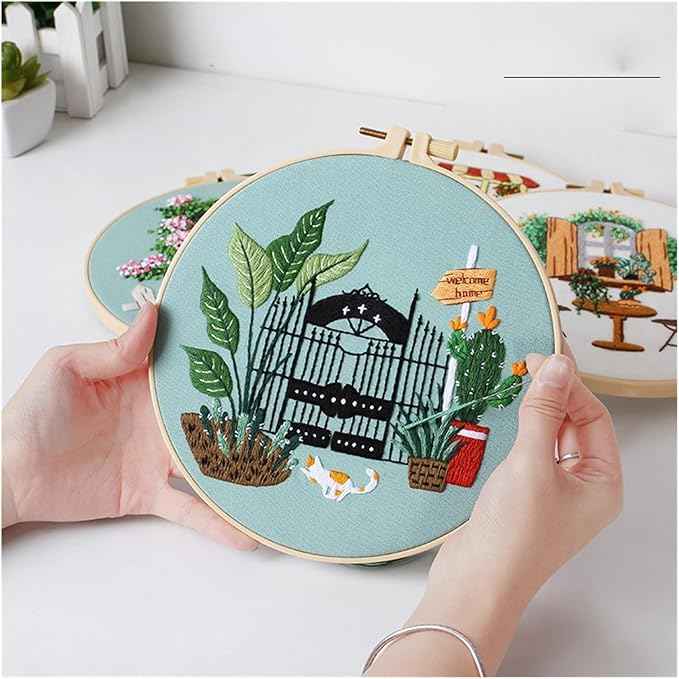 BlingBling5 Embroidery Kits for Adults Leisure Life Series Starter for Adult Stamped Pattern with Instructions Punch Needle Kit(C5)