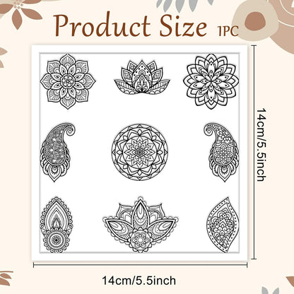 CHGCRAFT Mandala Polymer Clay Texture Sheets Single Mandala Floral Paisley Pattern Silicone Texture Stamp Clay Texture Mat Modeling Pattern Pad Sheets for Jewelry and Earrings Tools, 5.5x5.5 inch