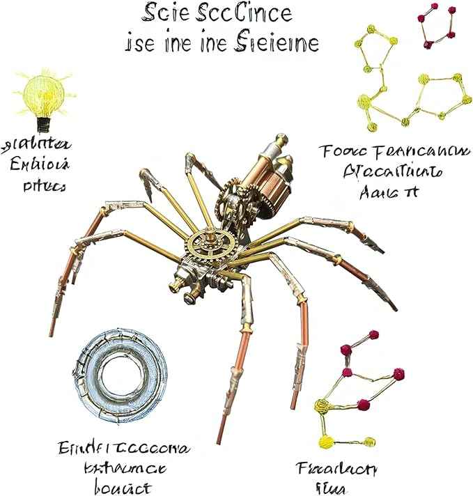 Mechanical Insect Bug Spider Sculpture, Metal Model Kits, Adult Hobby Kits for Men,Arts & Crafts,DIY Projects Metal Building Mens Birthday Gift, Fun (Mechanical Spider C)