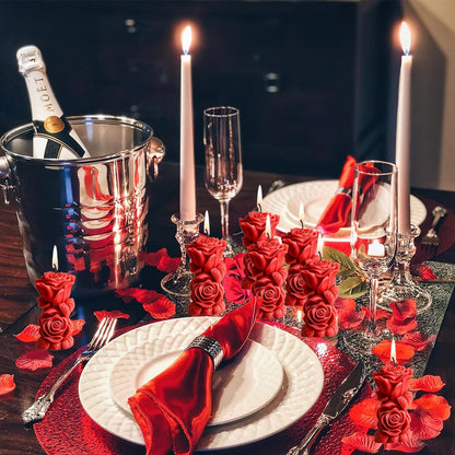 Rose Pillar Candle Silicone Molds Valentine 3D Rose Pillar Bouquet Soap Mold Flower Resin Concrete Mould DIY Mold for Valentines Anniversary Wedding Halloween Party Table Home Décor