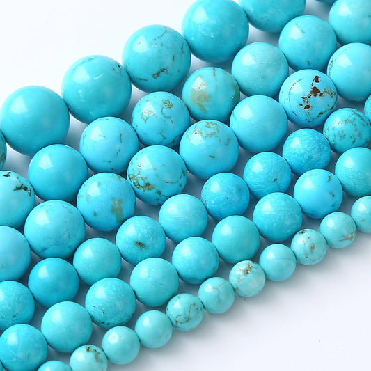 12MM Natural Turquoise Gemstone Beads Blue Stone Round Loose Beads for Jewelry Making Bracelet 32pcs 1 Strands 15"