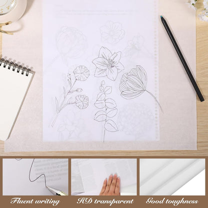 Tracing Paper Roll 12in x 75yd, White Trace Paper Pattern Paper Translucent Tracing Paper for Sewing, Drawing, Sketching, Gift Wrapping