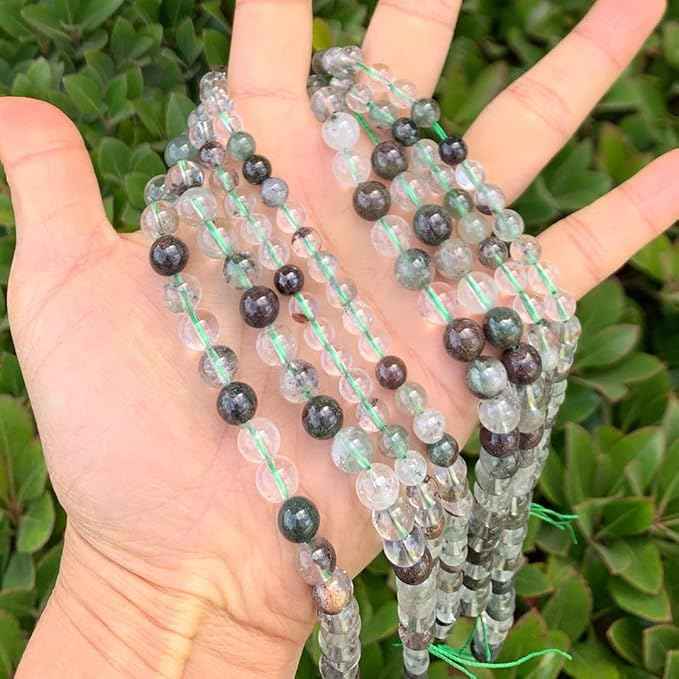 120pcs Adabele Natural Green Phantom Crystal Quartz Healing Gemstone 6mm Round Loose Beads Gem Stone Spacer for DIY Craft Jewelry Making GE7-6