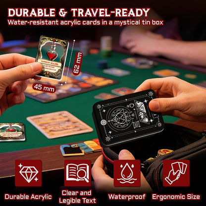 DND Healing Potion Cards Set - 15 Acrylic Fantasy Potion Tokens with Real Red Liquid | Ideal for Dungeon Masters, Tabletop RPG Players, Collectors & Immersive Game Nights (Style A)