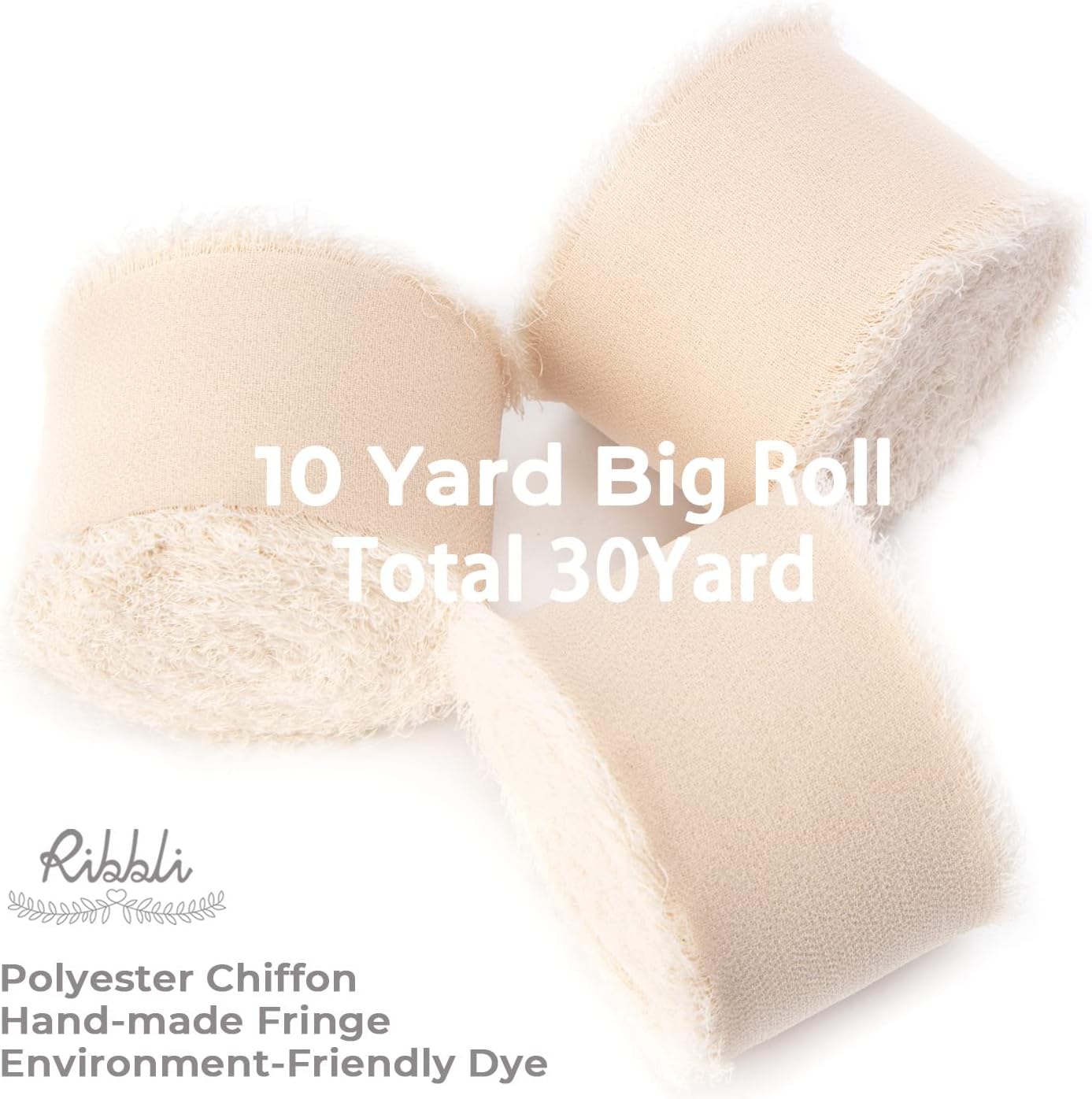 Ribbli Chiffon Ribbon - 1.5 inch x 30 Yard Champagne/Nude Silk, Handmade for Wedding Invitations, Gift Wrapping, Bridal Bouquets, Flower Arrangements - Crafty Corner
