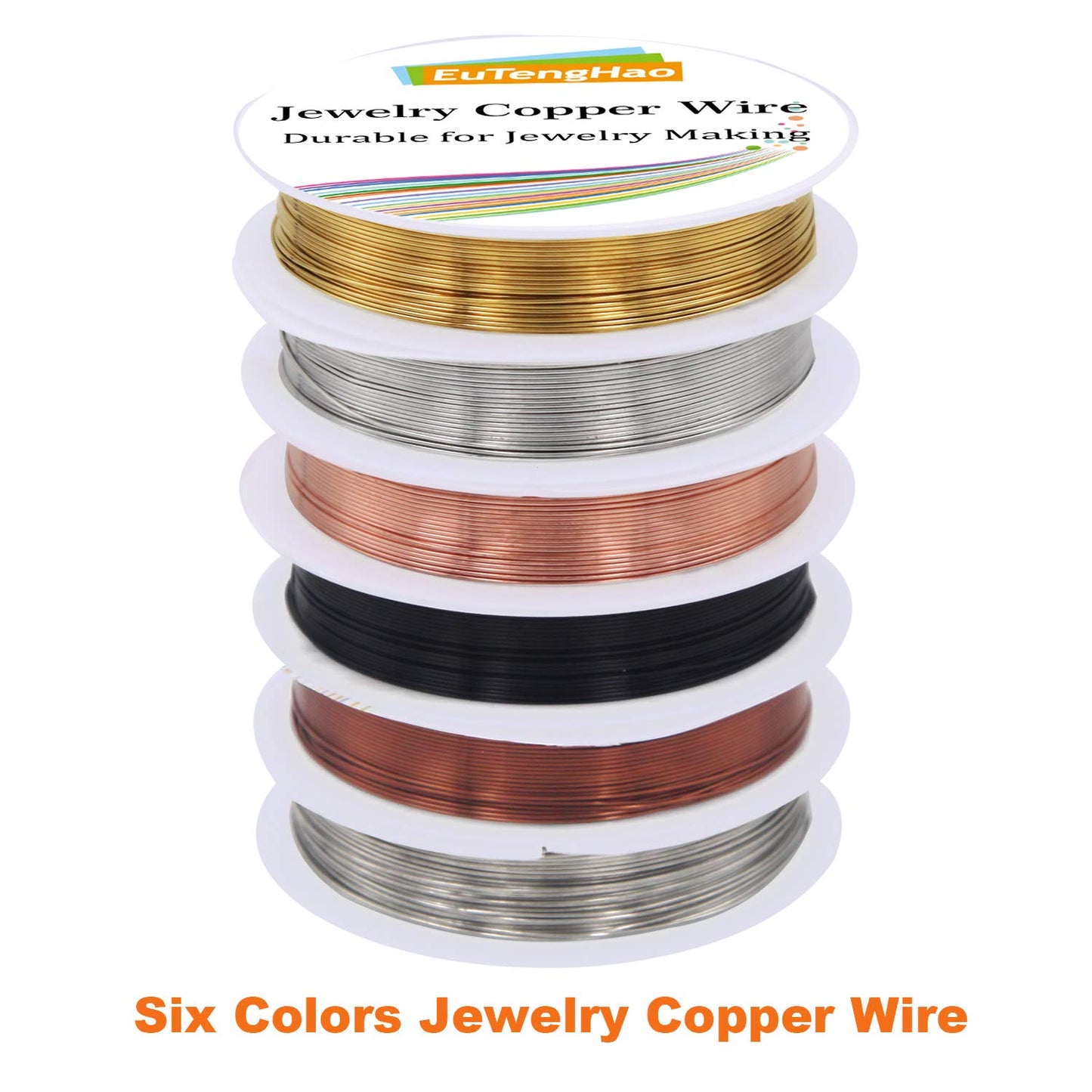 EuTengHao 6 Colors Jewelry Copper Wire Jewelry Beading Wire for Bracelet Necklaces Craft Jewelry Making Supplies (66 Yards,24 Gauge) - Crafty Corner