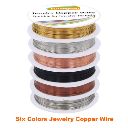 EuTengHao 6 Colors Jewelry Copper Wire Jewelry Beading Wire for Bracelet Necklaces Craft Jewelry Making Supplies (66 Yards,24 Gauge) - Crafty Corner