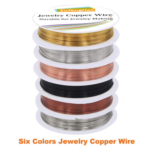 EuTengHao 6 Colors Jewelry Copper Wire Jewelry Beading Wire for Bracelet Necklaces Craft Jewelry Making Supplies (66 Yards,24 Gauge) - Crafty Corner
