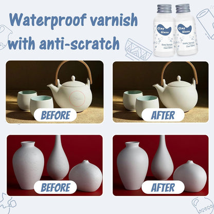 Air Dry Clay Glaze, Clay Varnish for Air Drying Clay, Clear Acrylic Varnish for Craft Pottery Waterproof & Gloss Finish