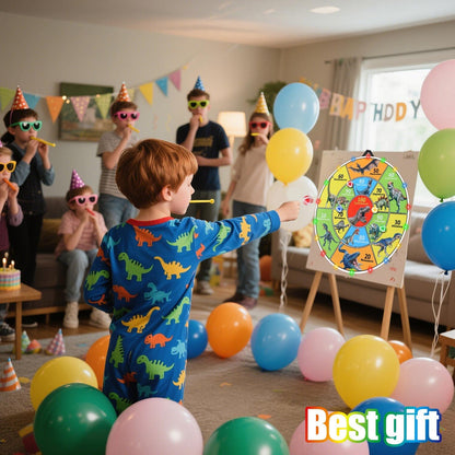 30 Inch LED Dart Board Kids Game,12PCS Sticky Balls,Indoor/Outdoor Sports Carnival Games Yard Party, Suitable for 3 4 5 6 7 8 9 10 Years Old Boys and Girls Birthday Gifts Dinosaur Toys