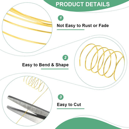 0.5 mm/24 Gauge Copper Wire for Jewelry Making, 20.3FT Copper Beading Craft Wire for Jewelry/Weaving/DIY Crafting/Planting, Color-Retaining [6.2M, Gold Tone]