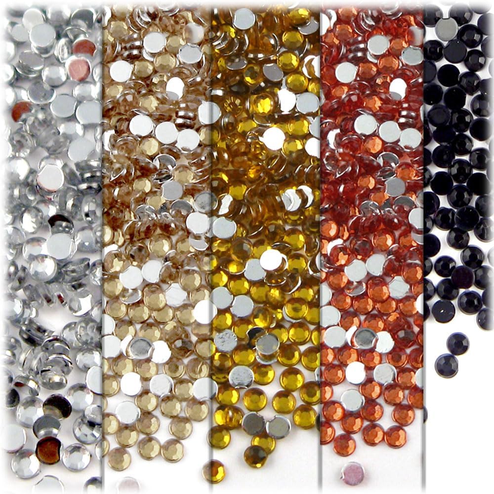 The Crafts Outlet 5-PK Set (7,200-Piece), Round 3mm Rhinestones, Flatback, Yellow Tones - Crafty Corner