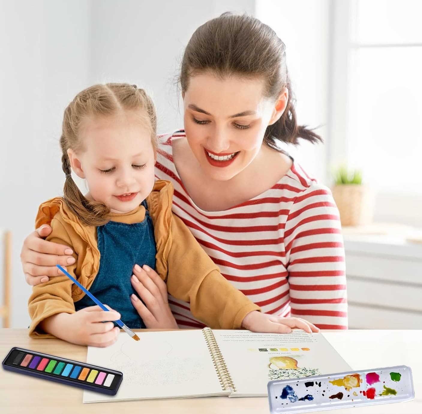 Watercolor Workbooks, Beginner Watercolor Painting Kit – 12 Colors Paint Set with Brush - Crafty Corner