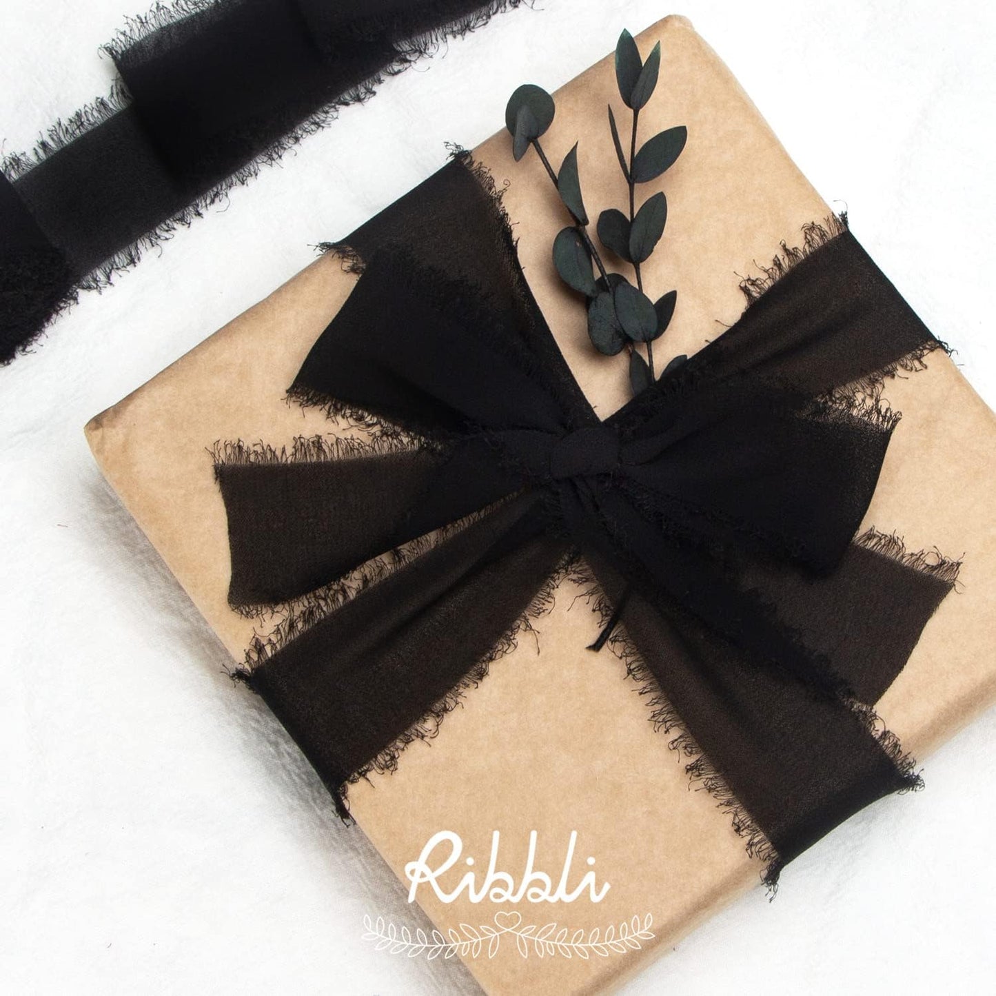 Ribbli Black Chiffon Ribbon 1-1/2 inch x 20 Yard Handmade Fringe Chiffon Silk Ribbon,Black Ribbon for Wedding Invitations, Bridal Bouquets Wrapping, Flower Arrangement Decoration - Crafty Corner