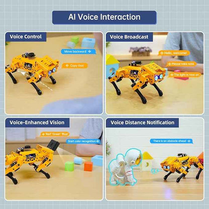 MechDog Robot Dog for Arduino Python Scratch microbit Starter Robot Kit AI Vision Voice Interaction, Self-Balancing Object/Command Recognition & Tracing Bionic Quadruped STEM Programming Science Set